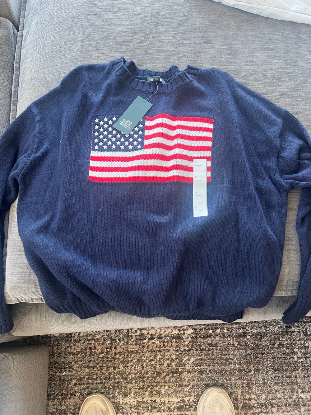 Women’s Navy Flag Sweater - Classic American Crewneck